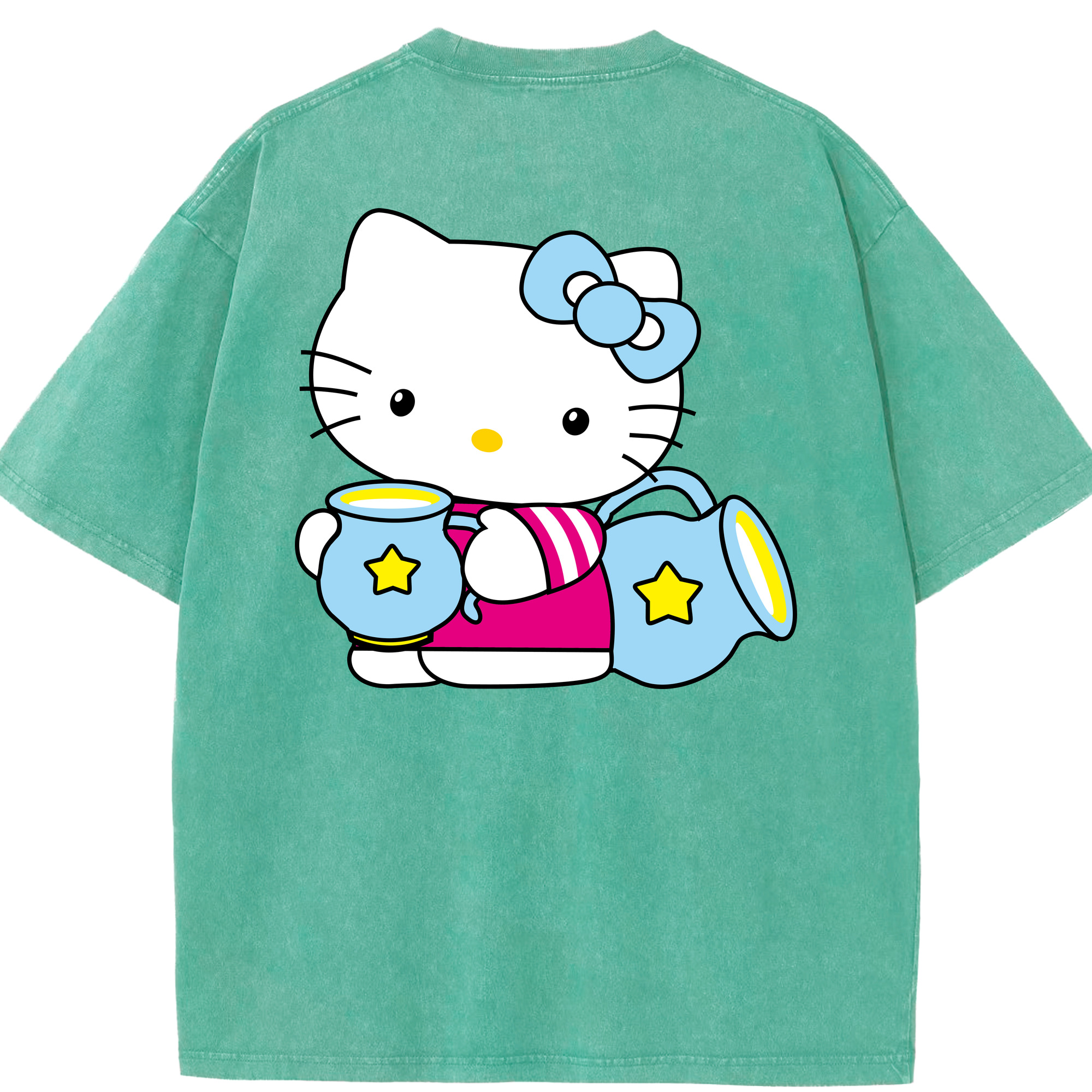 （画像用） Hello Kitty ハローキティ 綿100% ヴィンテージ風 半袖Tシャツ（背面プリント）